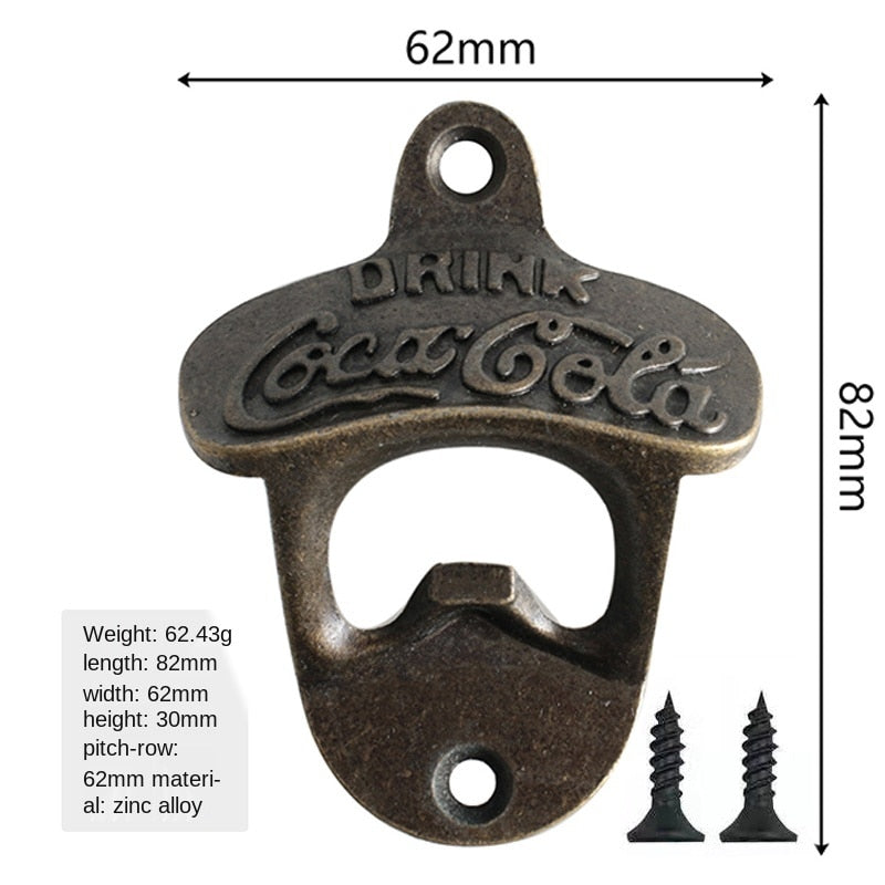 Zinc Alloy Bottle Opener Wall Mounted Vintage Retro Beer Opener Tool  Accessories Bronze Color with Screws Bar Decoration Gadgets